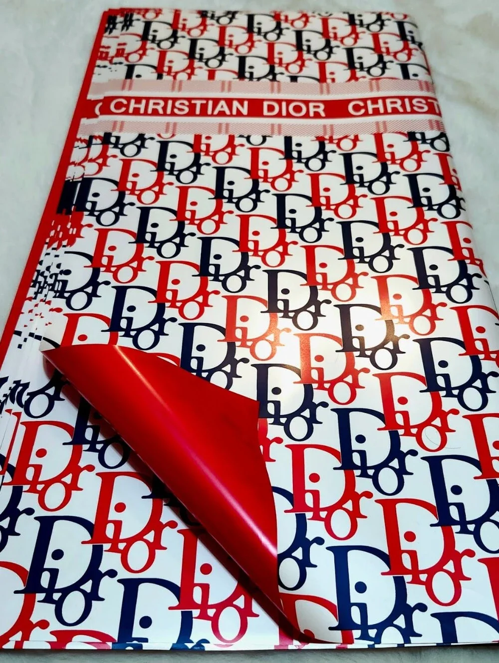 Red White & Blue  Floral Wrapping Paper 5 Sheets